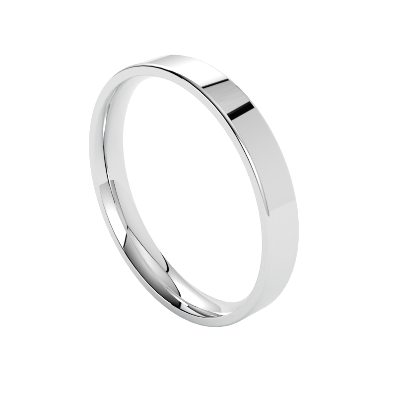 Minimalistyczna płaska obrączka ślubna białe złoto